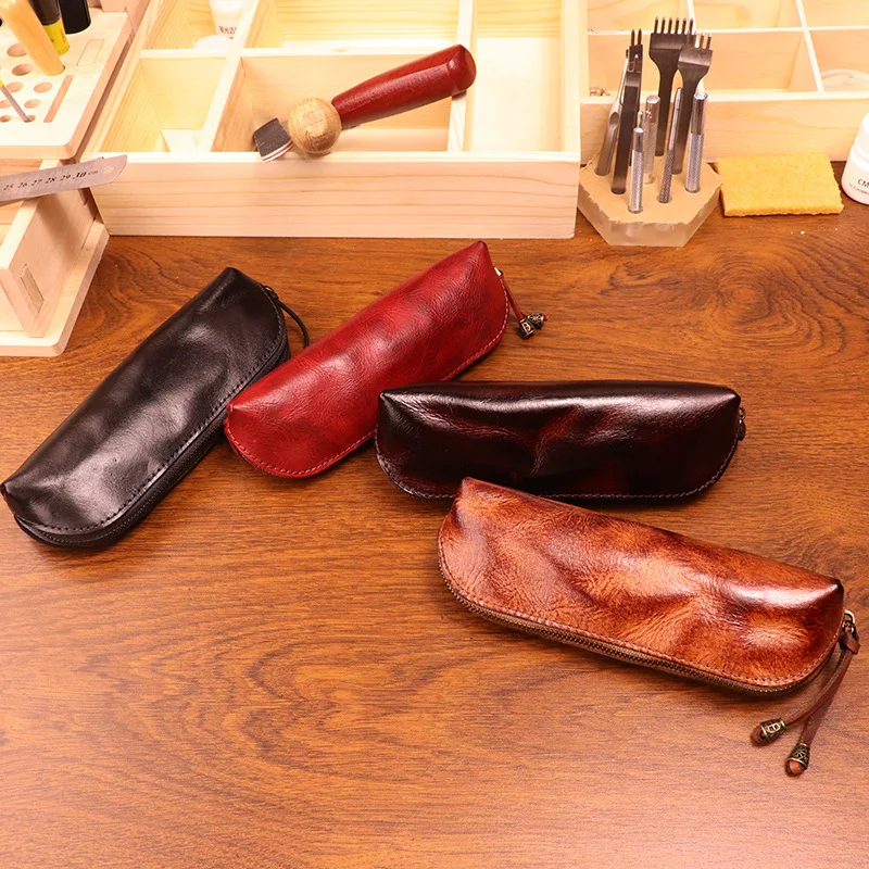 First-layer Cowhide Pencil Cas - Tan Stationery & Office Supply ulasan dan harga